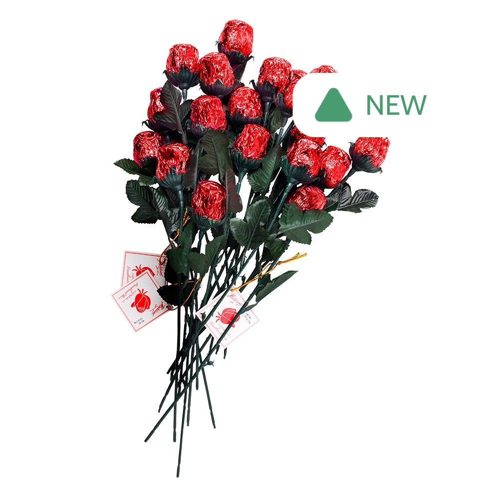 Wholesale Madelaine Single Milk Chocolate Foiled Red Roses 9.5"- Bulk