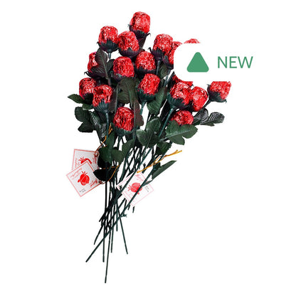 Wholesale Madelaine Single Milk Chocolate Foiled Red Roses 9.5"- Bulk