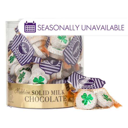 Wholesale Madelaine Milk Chocolate Foiled Shamrocks 2 Oz Mesh Bag- Bulk