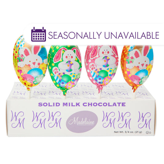 Wholesale Madelaine Milk Chocolate Foiled Easter Egg 0.75 Oz Lollipop- Bulk