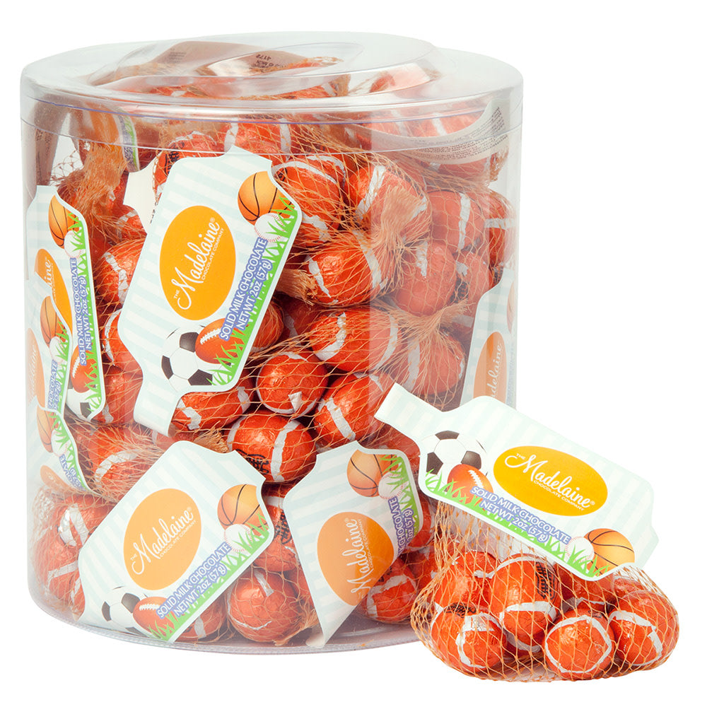 Wholesale Madelaine Milk Chocolate Foiled Footballs 2 Oz Mesh Bag- Bulk