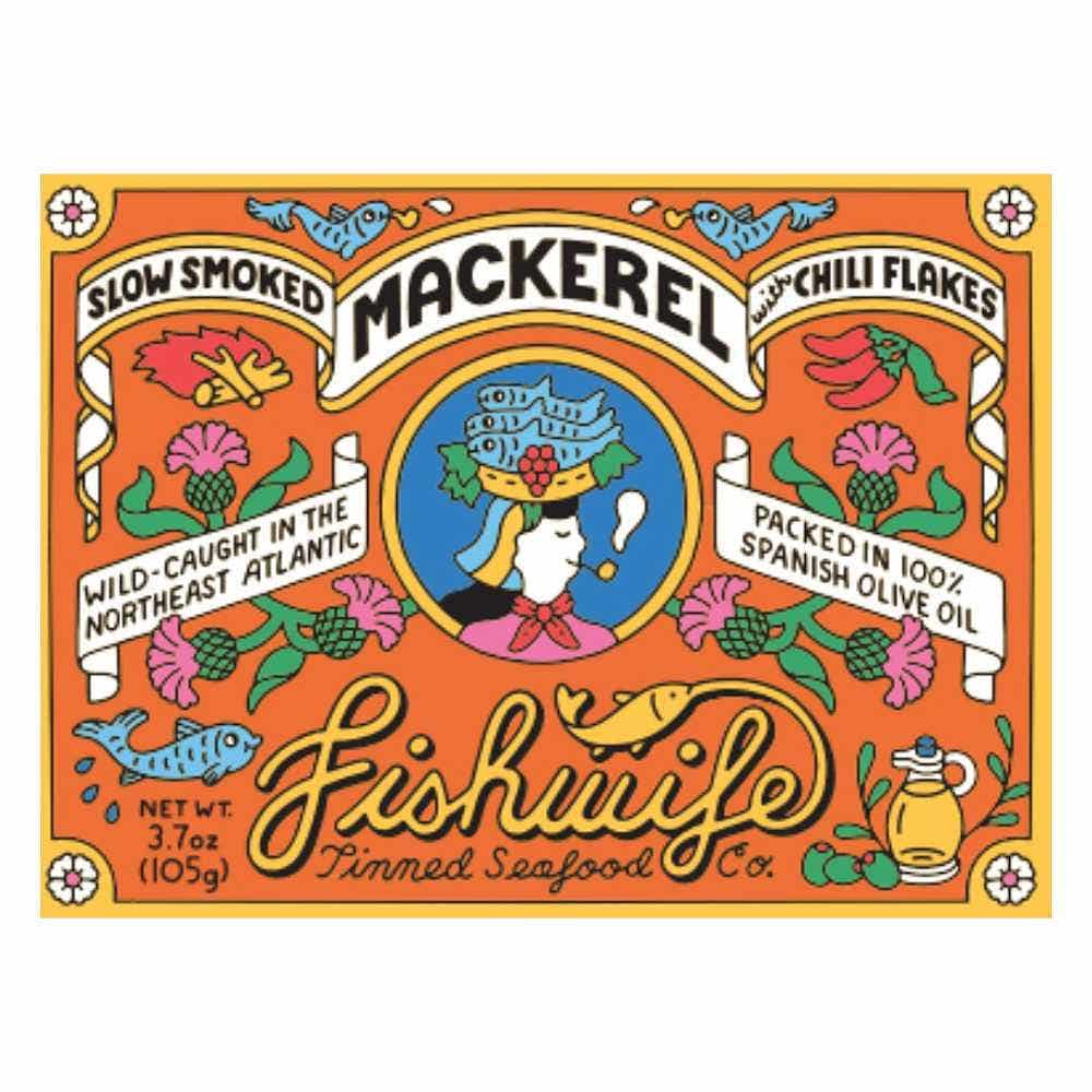 Wholesale Fishwife Tinned Seafood Co Slow Smoked Mackerel With Chili Flakes 3.7 Oz- Bulk