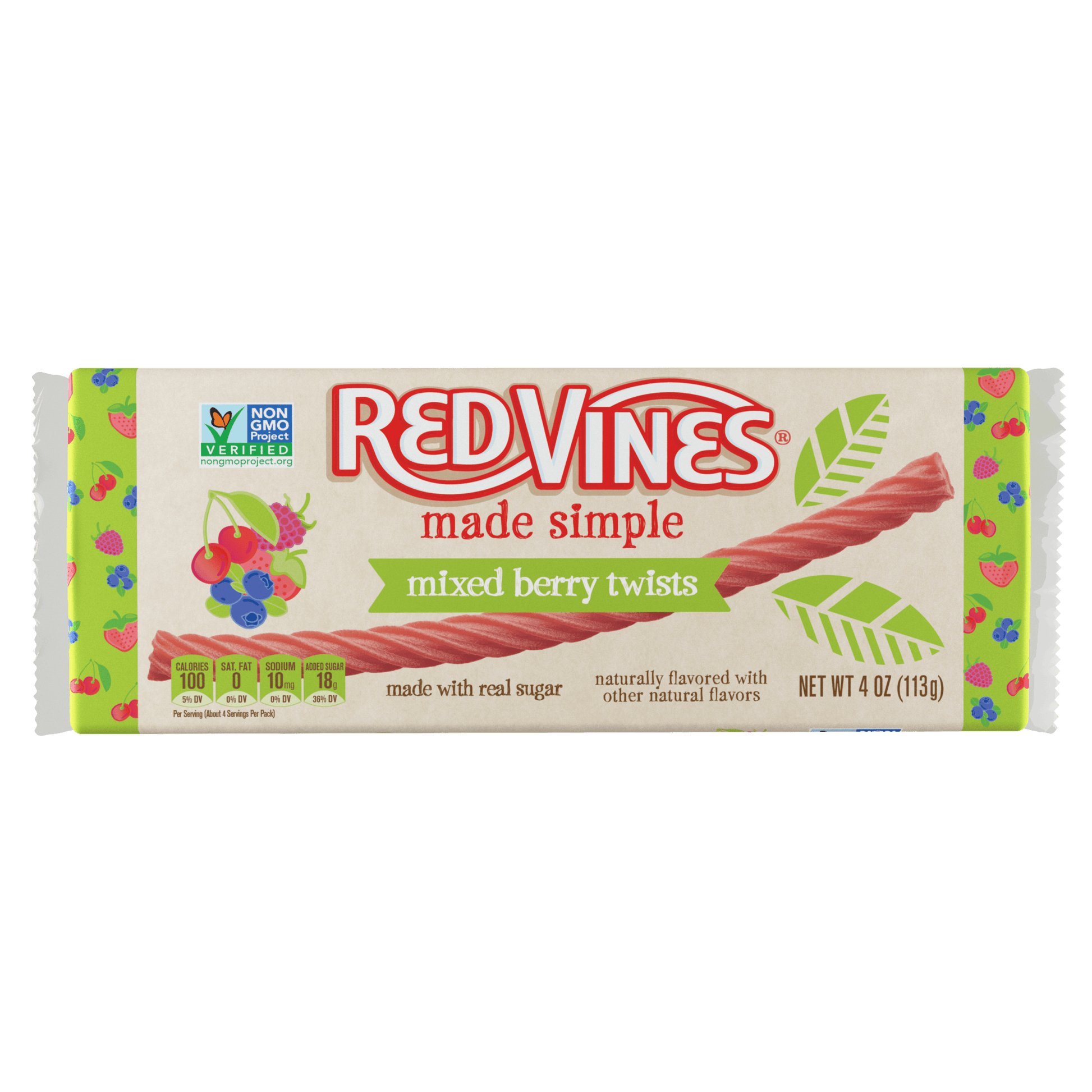 Wholesale Red Vines Made Simple Berry Licorice Twists 4oz Trays- Bulk