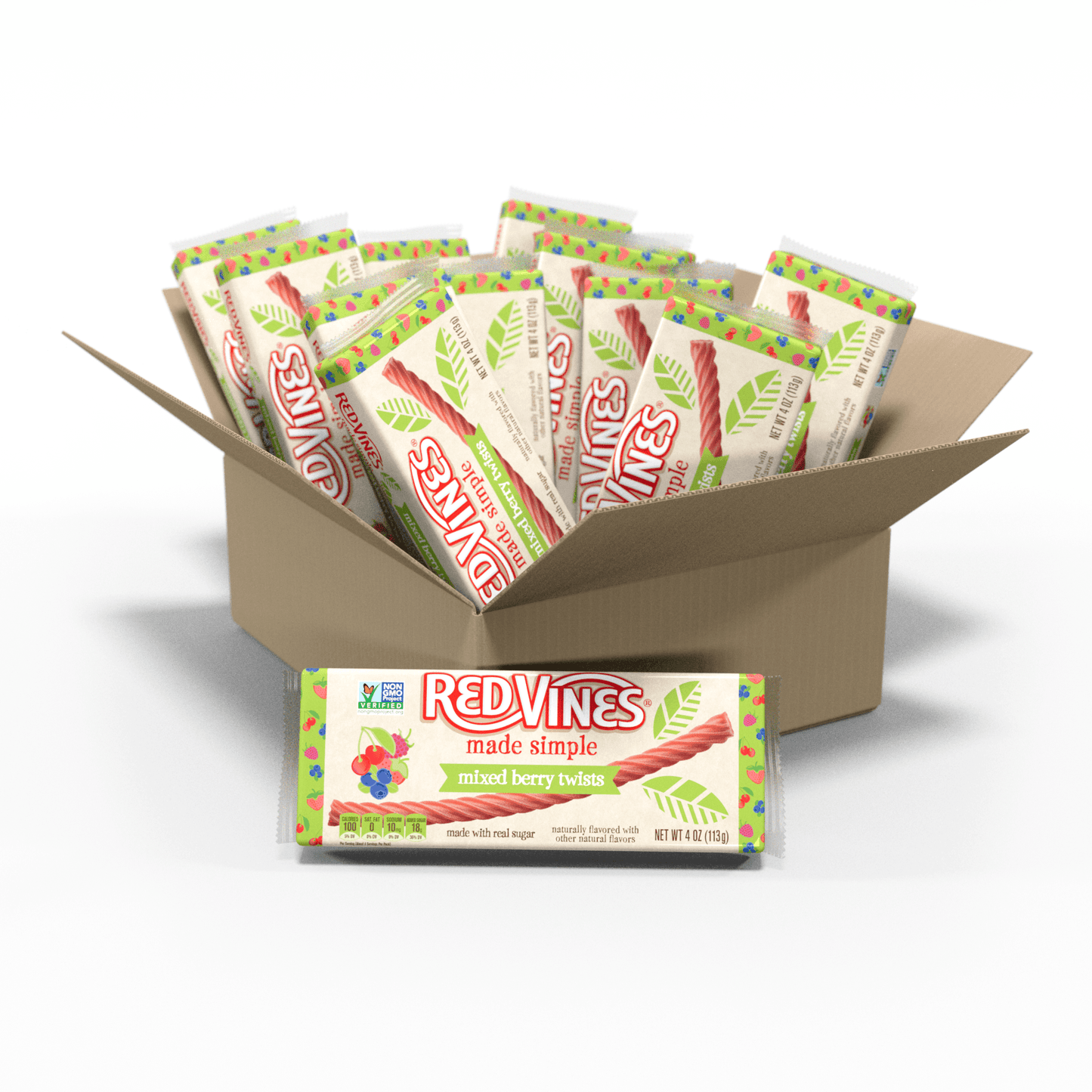 Wholesale Red Vines Made Simple Berry Licorice Twists 4oz Trays- Bulk