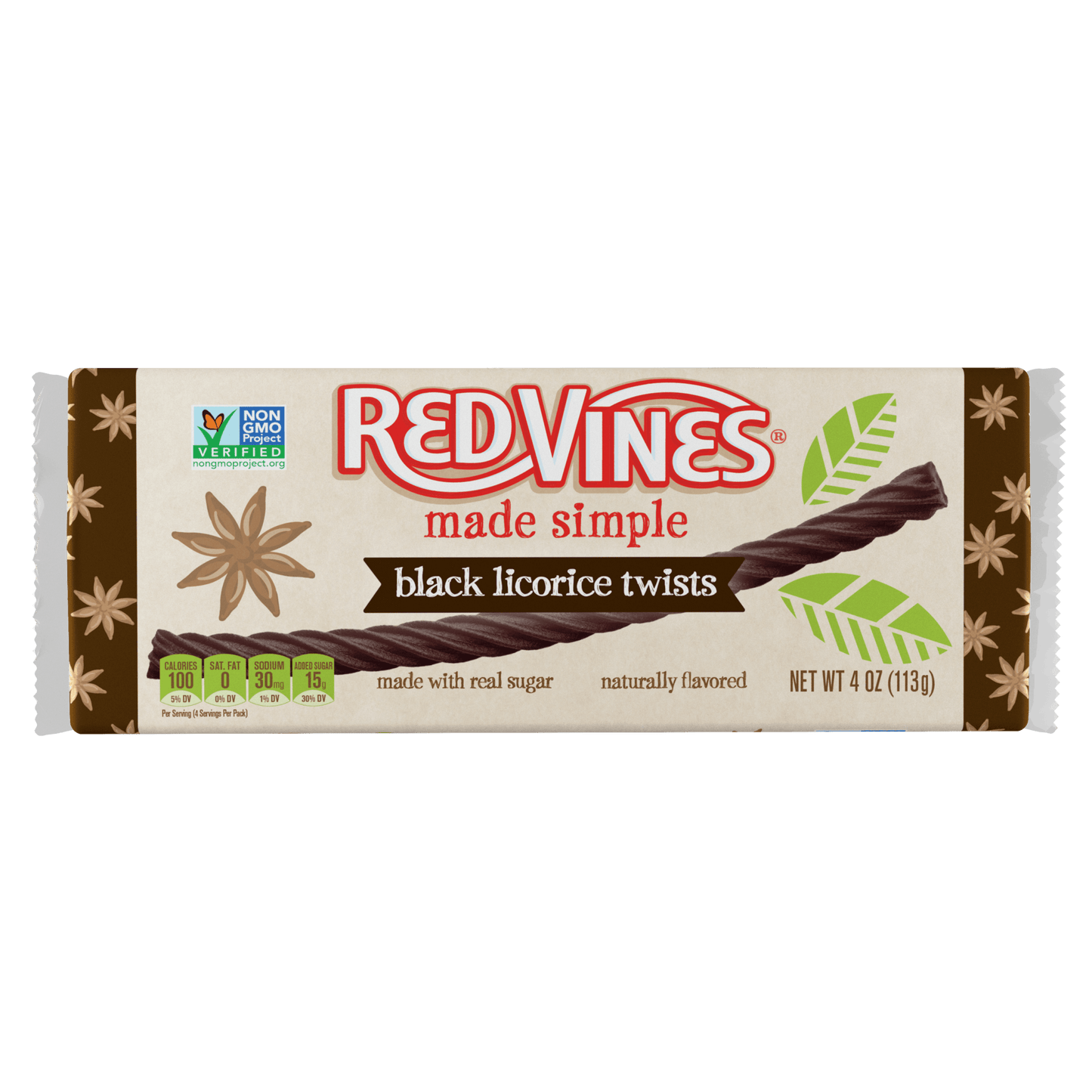 Wholesale Red Vines Made Simple Black Licorice Twists 4oz Trays- Bulk