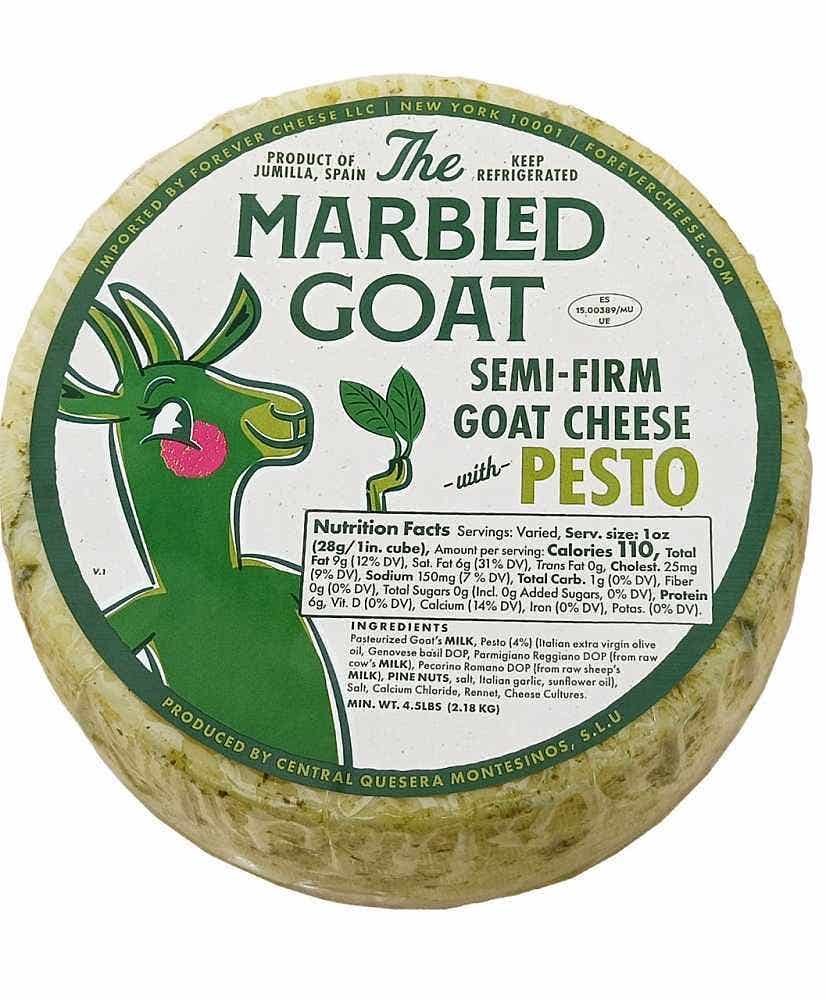 Wholesale The Marbled Goat Pesto Goat Cheese Wheel 4.5 Lb- Bulk