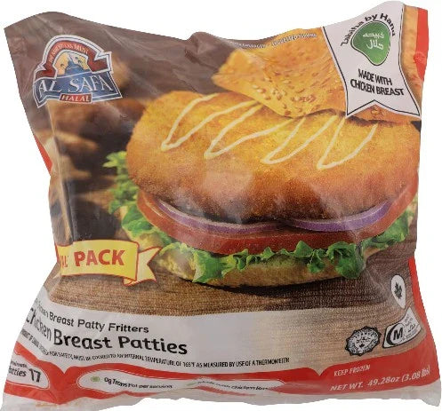Wholesale Al Safa Halal Chicken Breast Patties 3.08lb- Bulk
