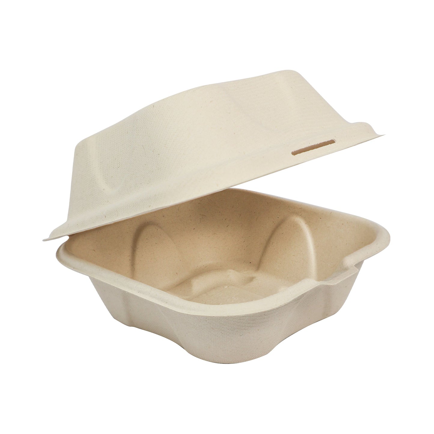 Wholesale World Centric Fiber Hinged Burger Container 6" X 6" X 3"- Bulk