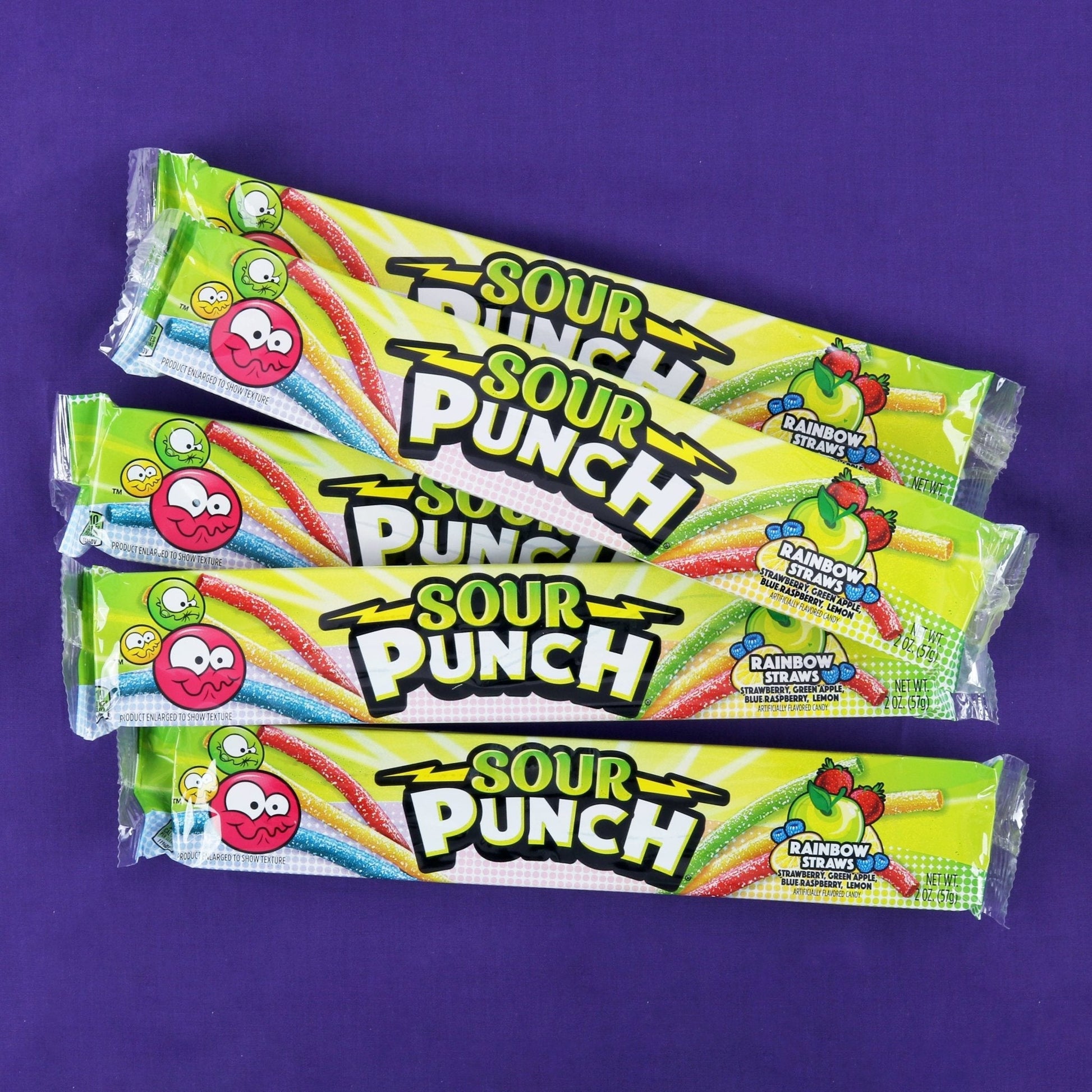 Wholesale Sour Punch Rainbow Straws 24 Pack 2oz Bags- Bulk
