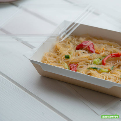 Wholesale Restaurantware Cafe Vision Rectangle Clear Plastic Lid - Fits Medium Click Lock Container- Bulk