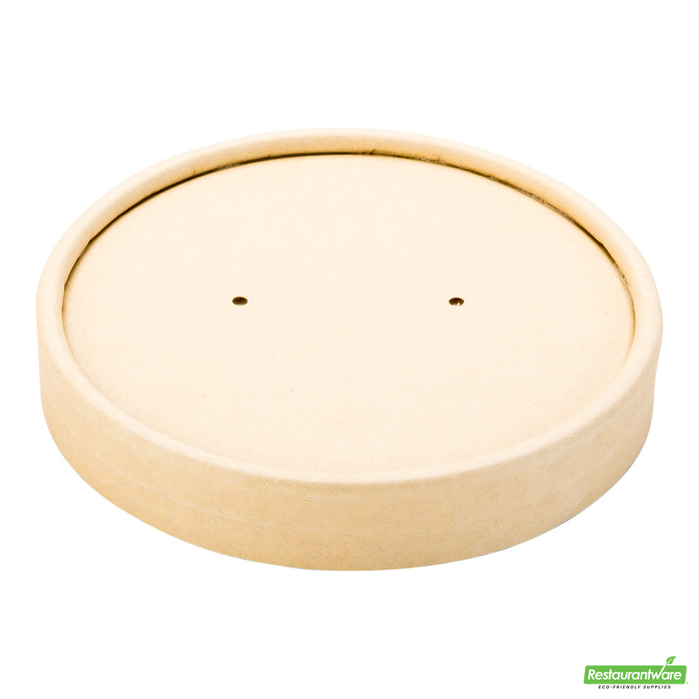 Wholesale Restaurantware Bio Tek Round Bamboo Paper Soup Container Lid - Fits 8 and 12 Oz- Bulk