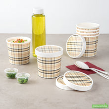 Wholesale Restaurantware Bio Tek Round Plaid Paper Soup Container Lid - Fits 12 Oz- Bulk
