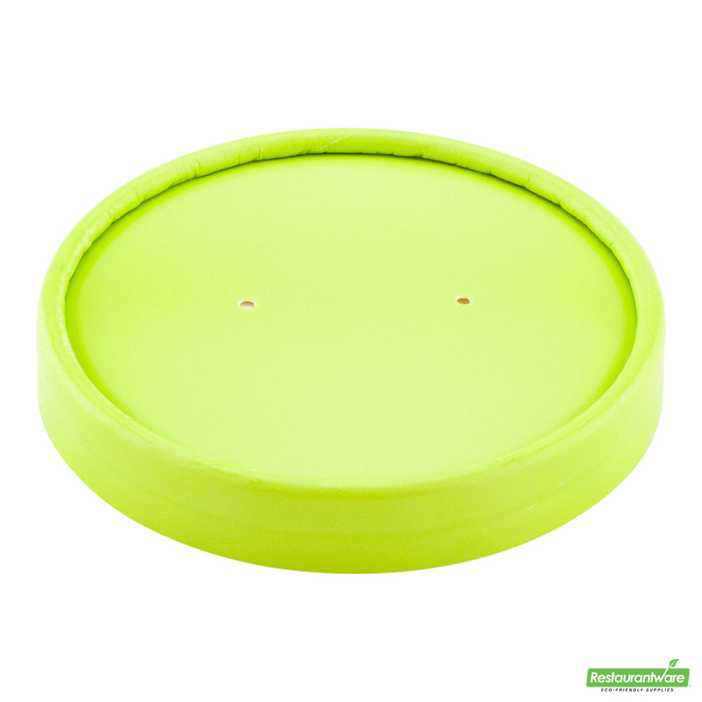 Wholesale Restaurantware Bio Tek Round Eco Green Paper Soup Container Lid - Fits 12 Oz- Bulk