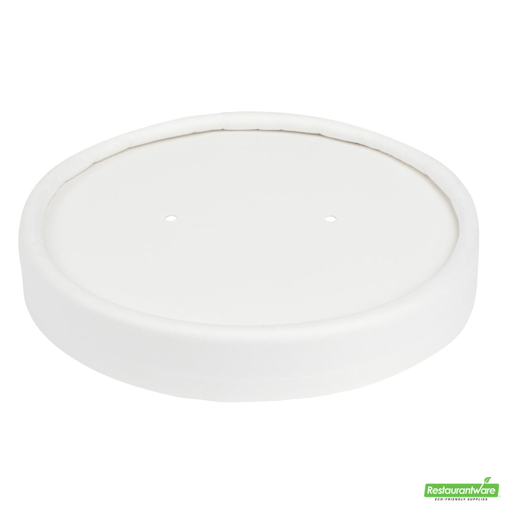 Wholesale Restaurantware Bio Tek Round White Paper Soup Container Lid - Fits 8 and 12 Oz- Bulk