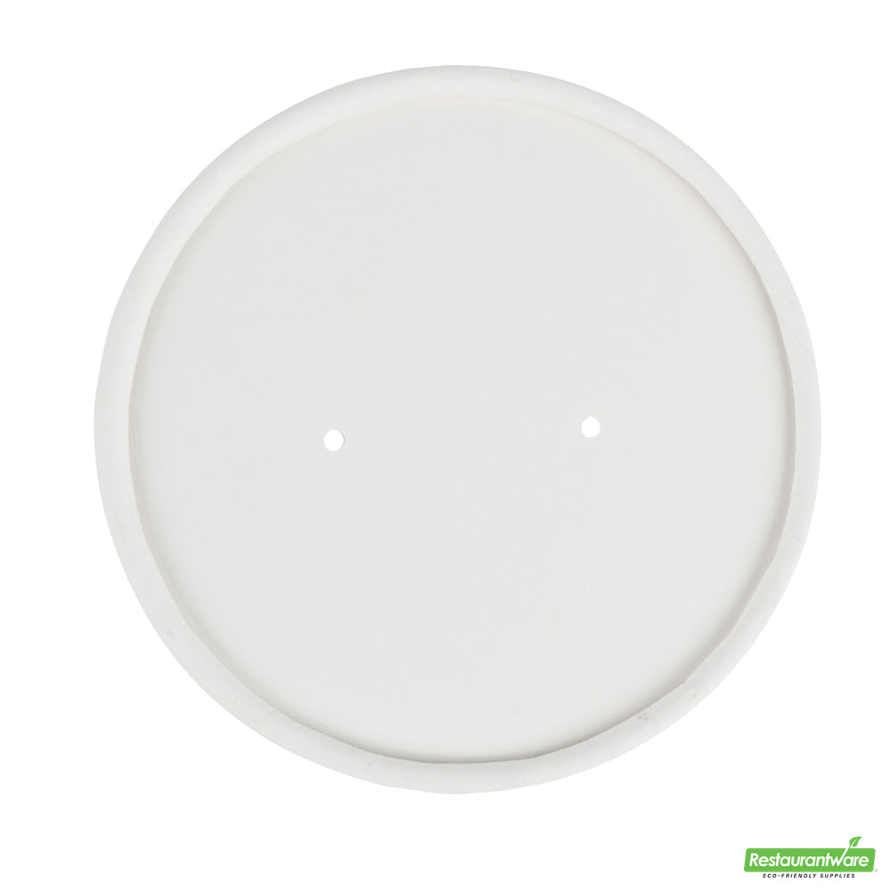 Wholesale Restaurantware Bio Tek Round White Paper Soup Container Lid - Fits 8 and 12 Oz- Bulk