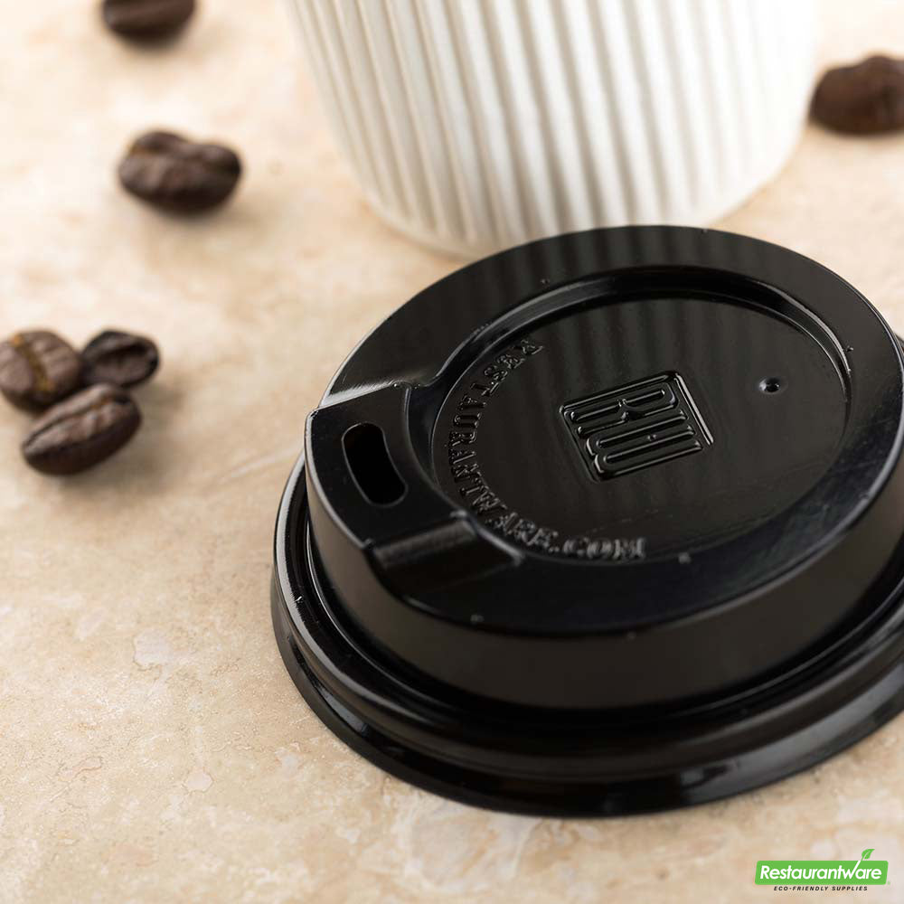Wholesale Restaurantware Black Plastic Coffee Cup Lid - Fits 4 Oz - 2.5" X 2.5" X 0.6"- Bulk