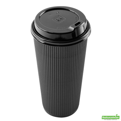 Wholesale Restaurantware Black Plastic Coffee Cup Lid - Fits 8, 12, 16 and 20 Oz- Bulk