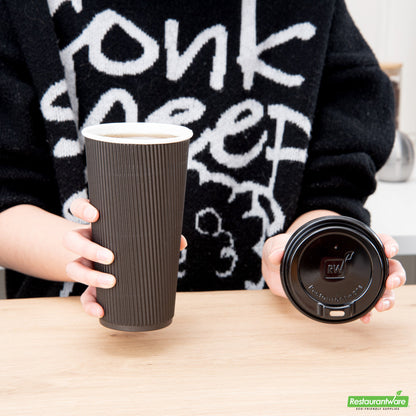 Wholesale Restaurantware Black Plastic Coffee Cup Lid - Fits 8, 12, 16 and 20 Oz- Bulk