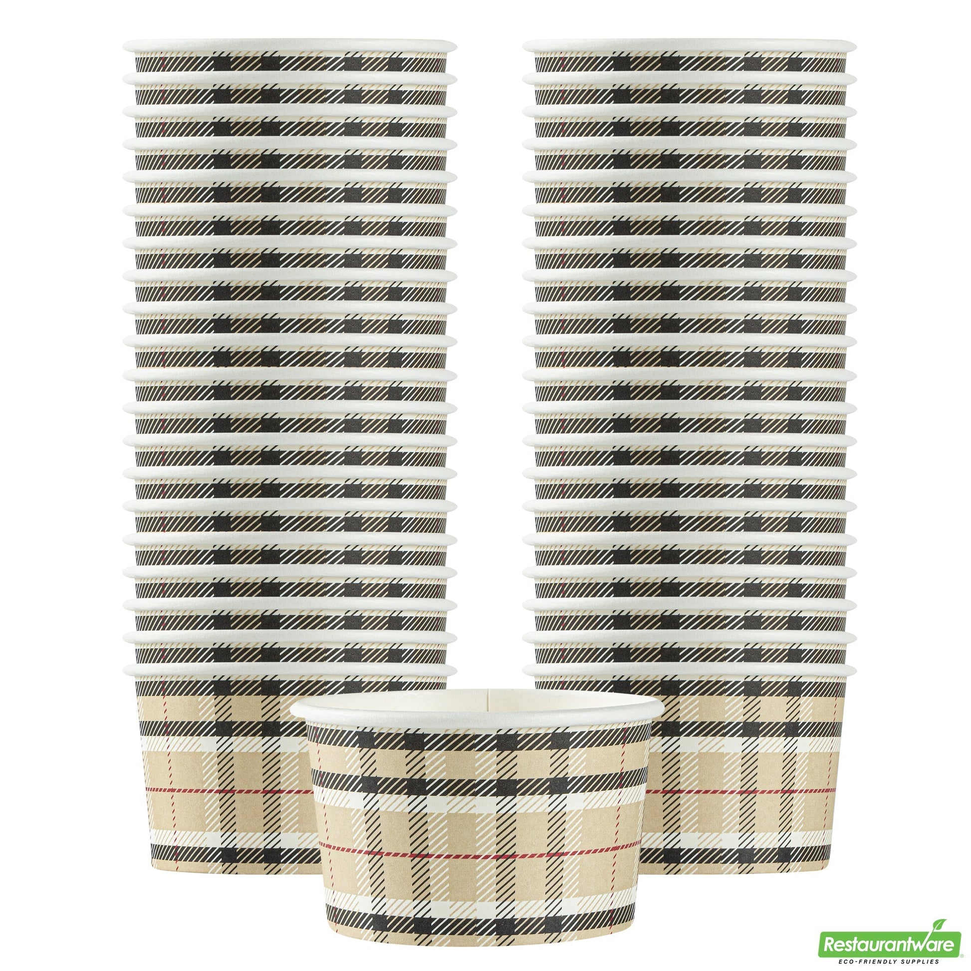 Wholesale Restaurantware 3 Oz Round Plaid Paper To Go Cup- Bulk