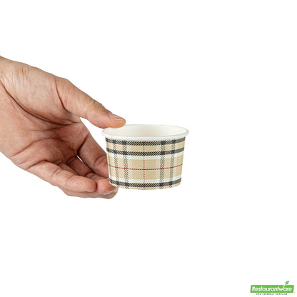 Wholesale Restaurantware 3 Oz Round Plaid Paper To Go Cup- Bulk
