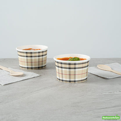 Wholesale Restaurantware 3 Oz Round Plaid Paper To Go Cup- Bulk