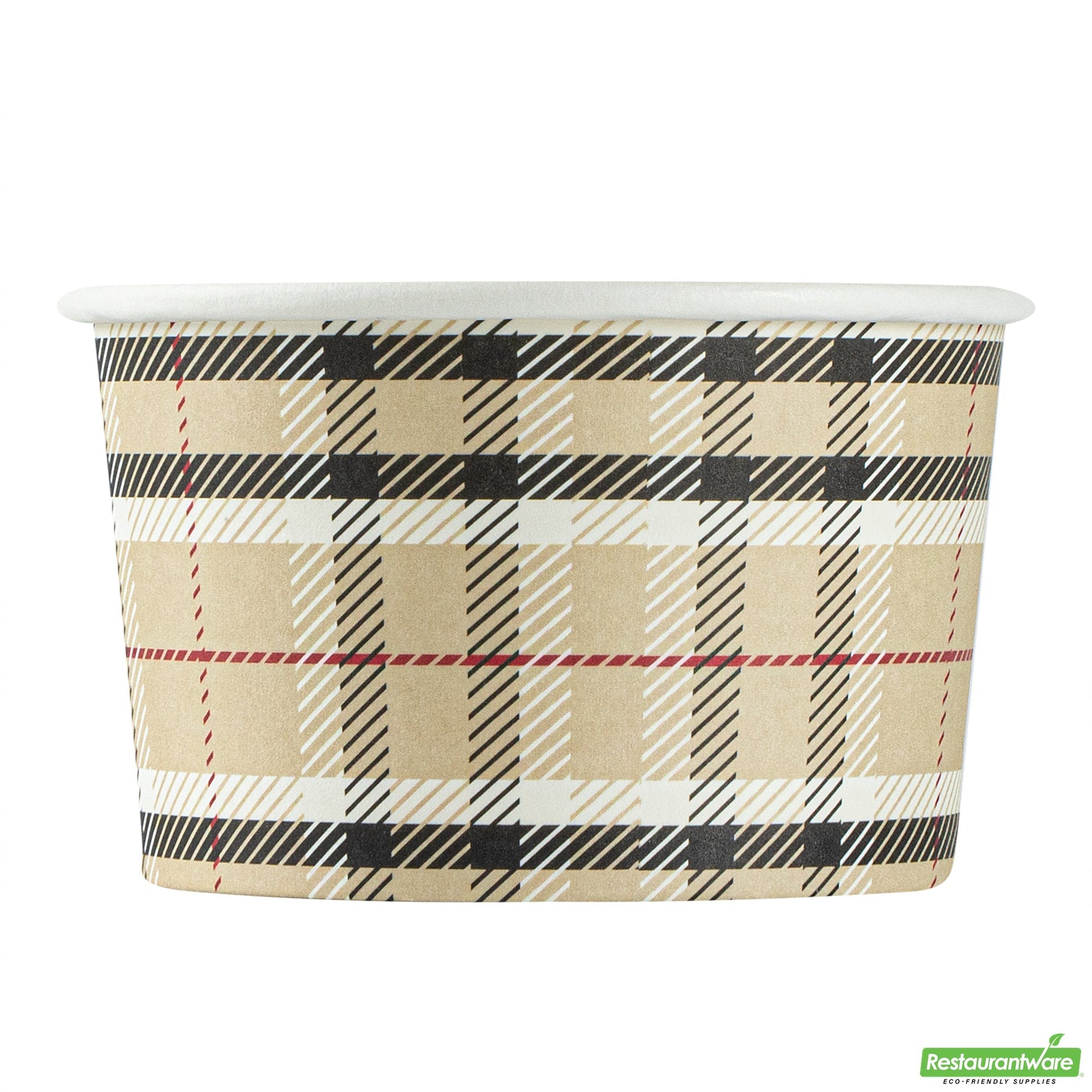 Wholesale Restaurantware 3 Oz Round Plaid Paper To Go Cup- Bulk