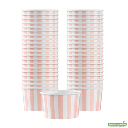 Wholesale Restaurantware 3 Oz Round Pink and White Stripe Paper To Go Cup- Bulk