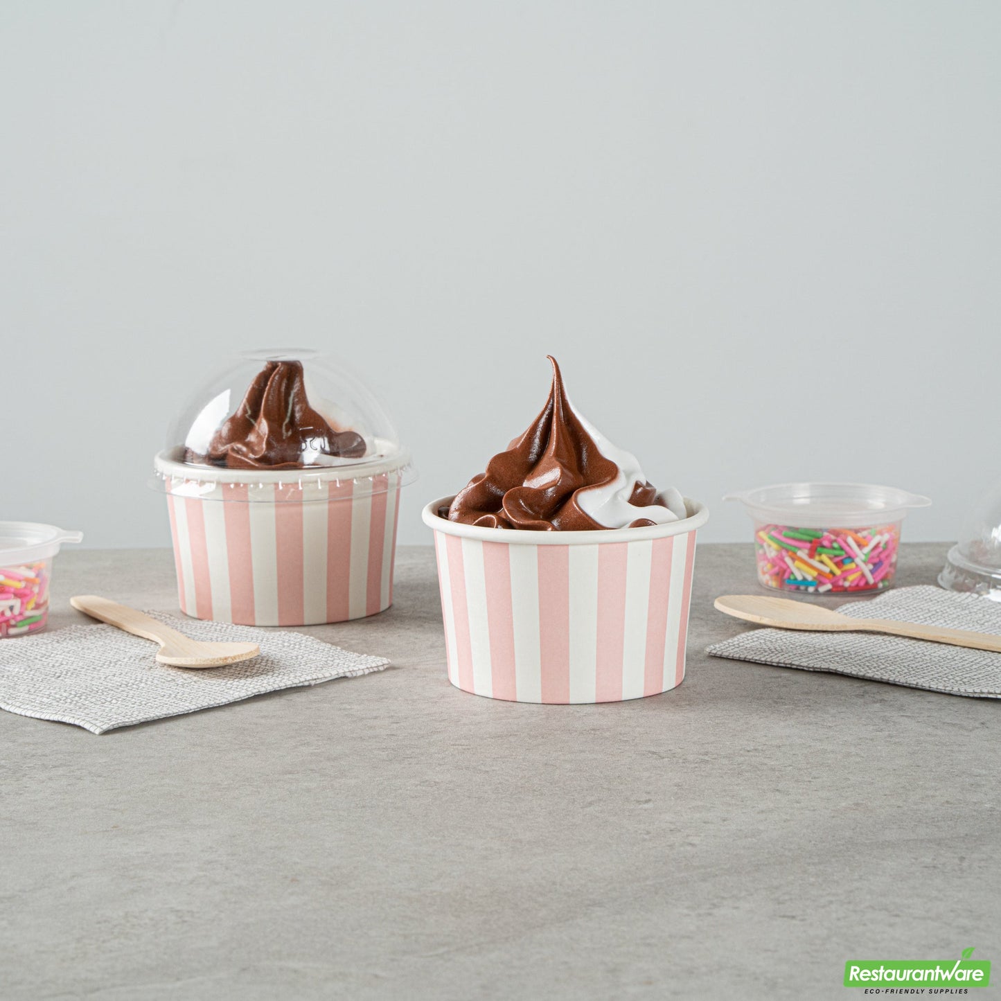 Wholesale Restaurantware 3 Oz Round Pink and White Stripe Paper To Go Cup- Bulk