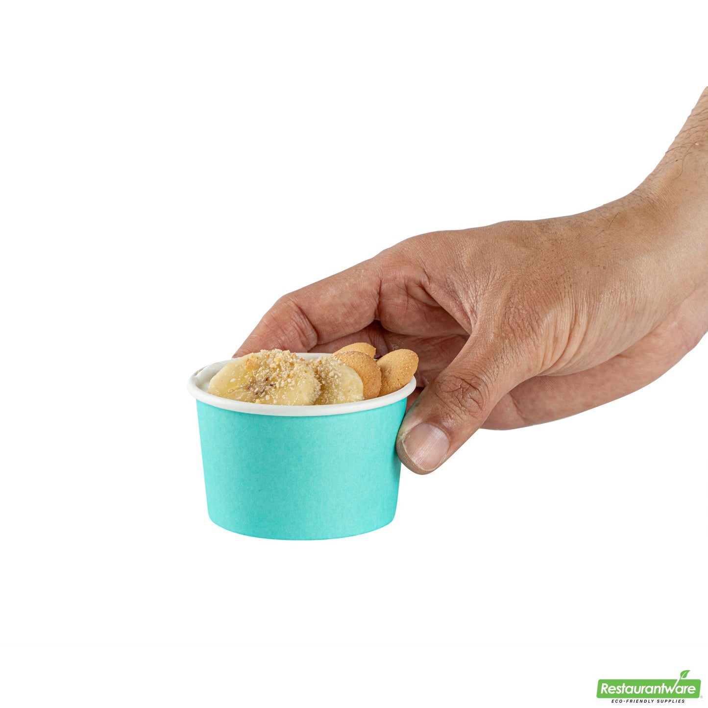 Wholesale Restaurantware 3 Oz Round Turquoise Paper to Go Cup - 3" X 3" X 1.8"- Bulk