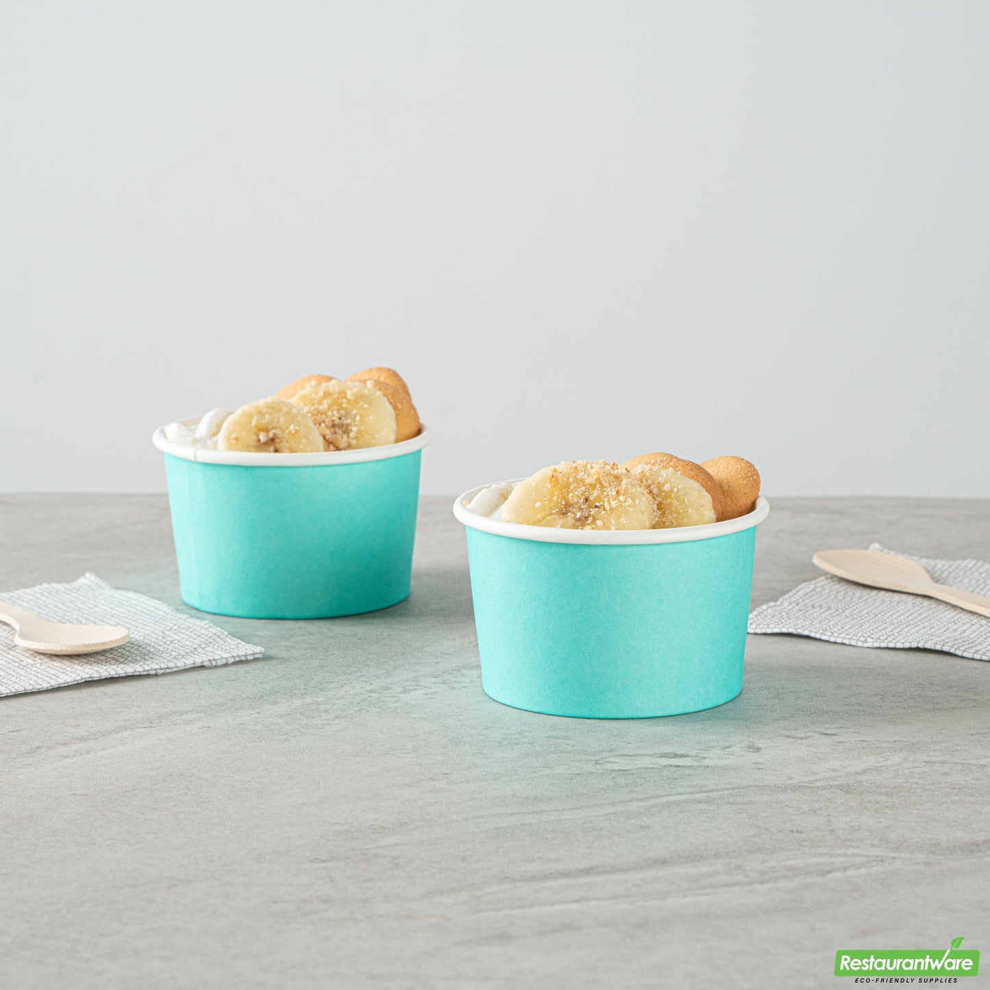 Wholesale Restaurantware 3 Oz Round Turquoise Paper to Go Cup - 3" X 3" X 1.8"- Bulk