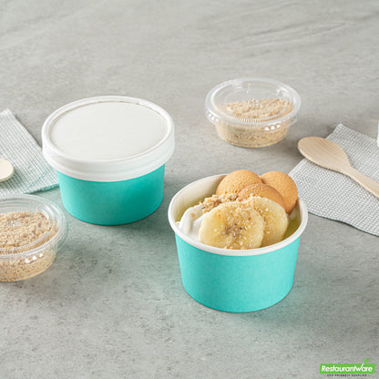 Wholesale Restaurantware 3 Oz Round Turquoise Paper to Go Cup - 3" X 3" X 1.8"- Bulk