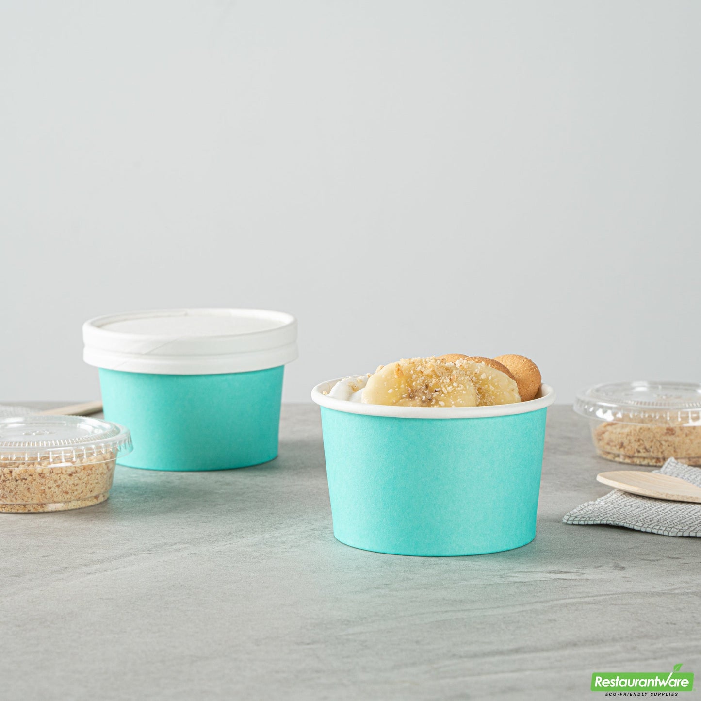 Wholesale Restaurantware 3 Oz Round Turquoise Paper to Go Cup - 3" X 3" X 1.8"- Bulk