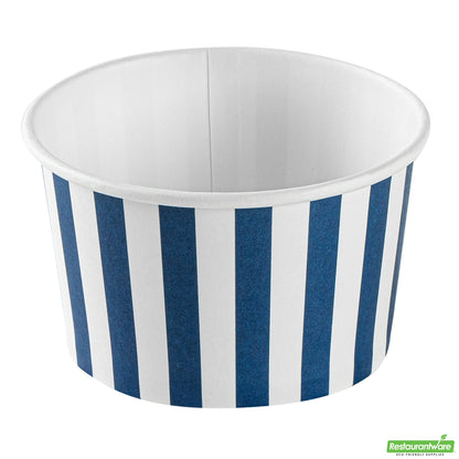 Wholesale Restaurantware 5 Oz Round Blue and White Stripe Paper to Go Cup - 3.3" X 3.3" X 1.9"- Bulk