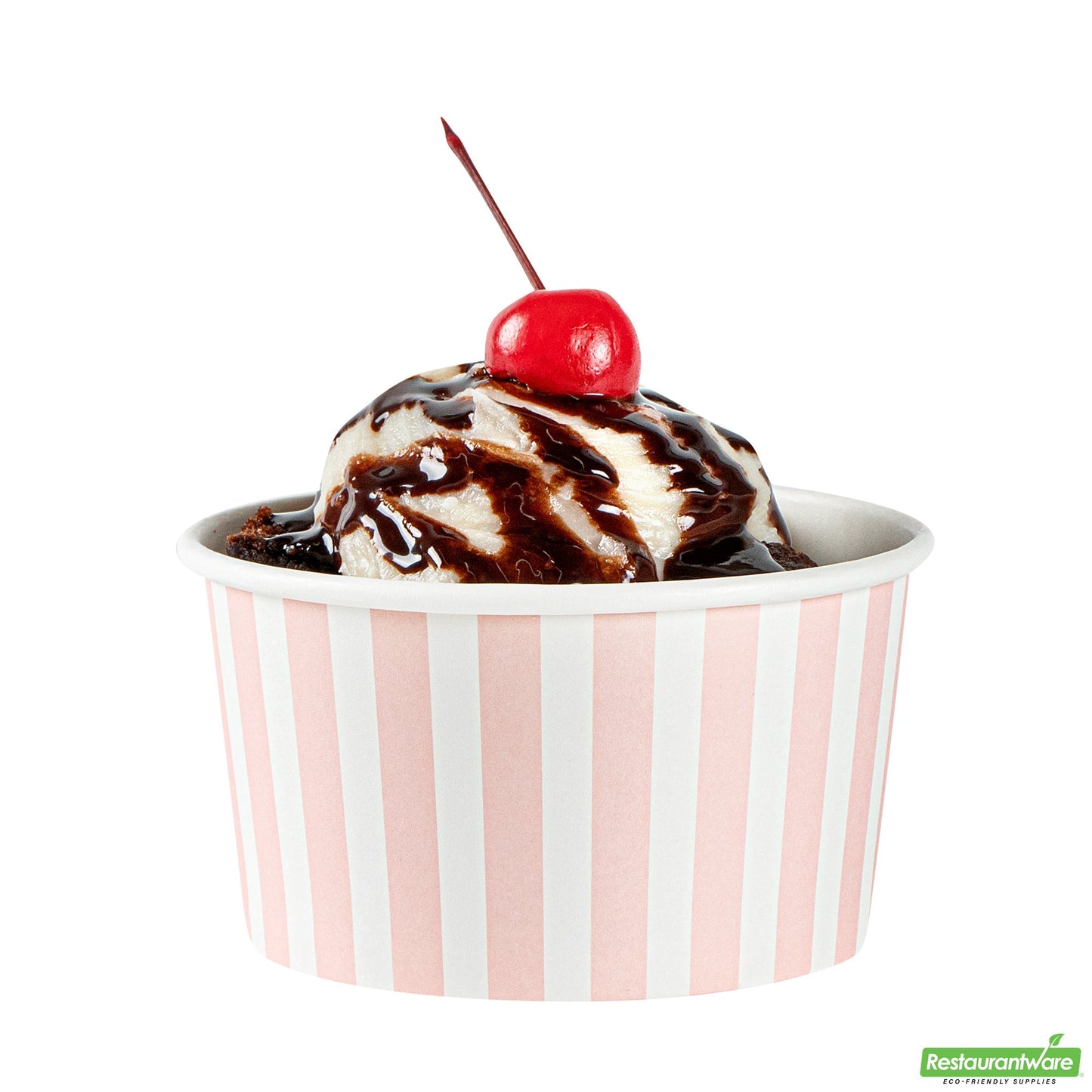 Wholesale Restaurantware 8 Oz Round Pink and White Stripe Paper to Go Cup - 3.7" X 3.7" X 2.2"- Bulk