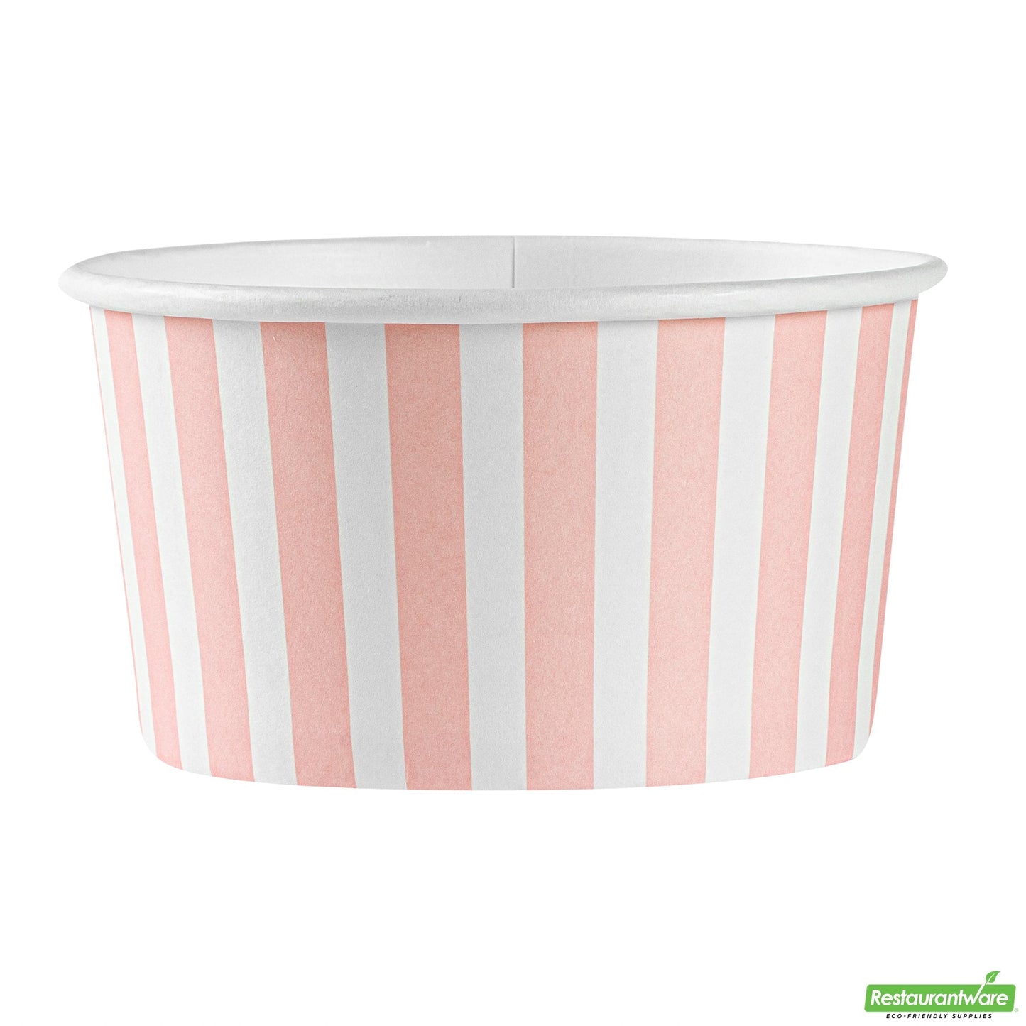 Wholesale Restaurantware 8 Oz Round Pink and White Stripe Paper to Go Cup - 3.7" X 3.7" X 2.2"- Bulk