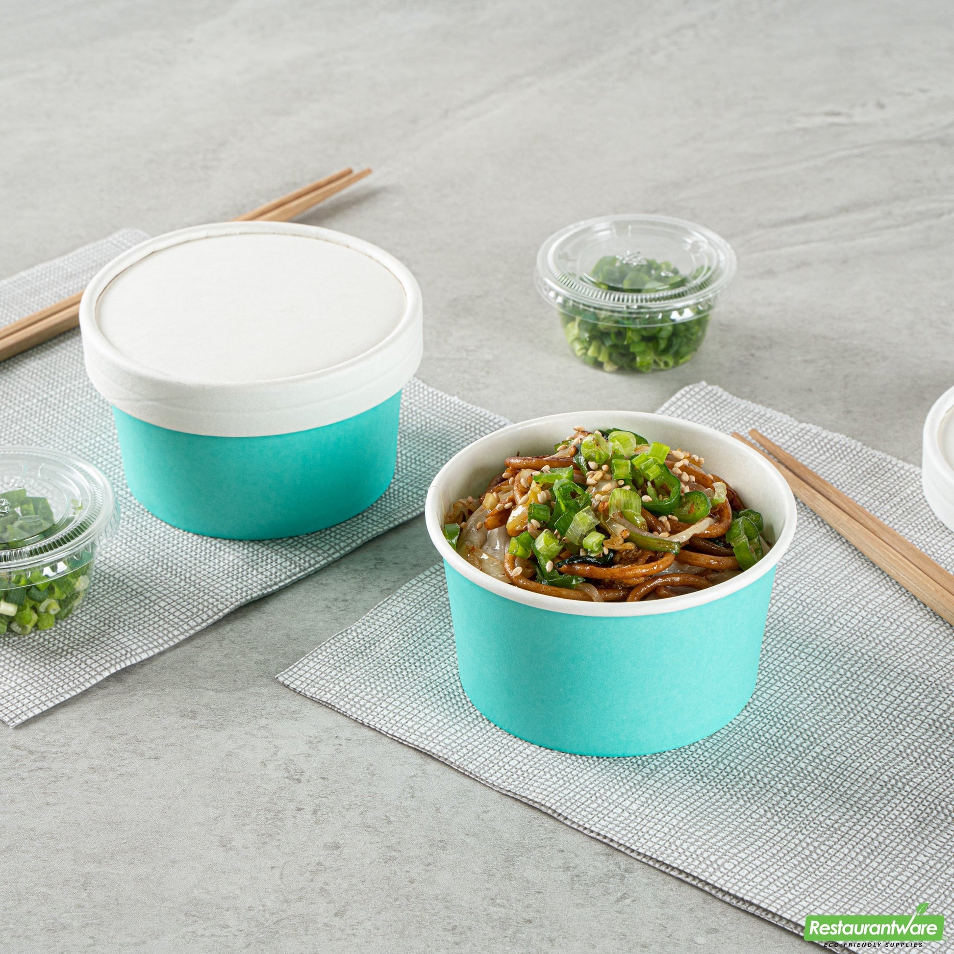 Wholesale Restaurantware 8 Oz Round Turquoise Paper To Go Cup- Bulk