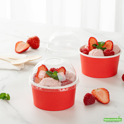 Wholesale Restaurantware Coppetta Round Clear Plastic to Go Cup Dome Lid - Fits 8 Oz- Bulk
