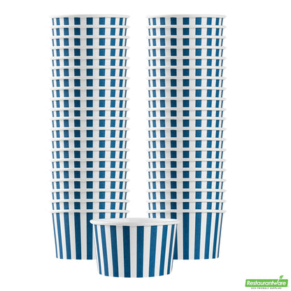 Wholesale Restaurantware 12 Oz Round Blue and White Stripe Paper To Go Cup- Bulk