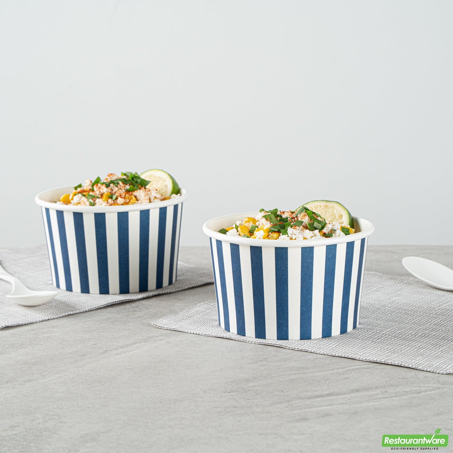 Wholesale Restaurantware 12 Oz Round Blue and White Stripe Paper To Go Cup- Bulk