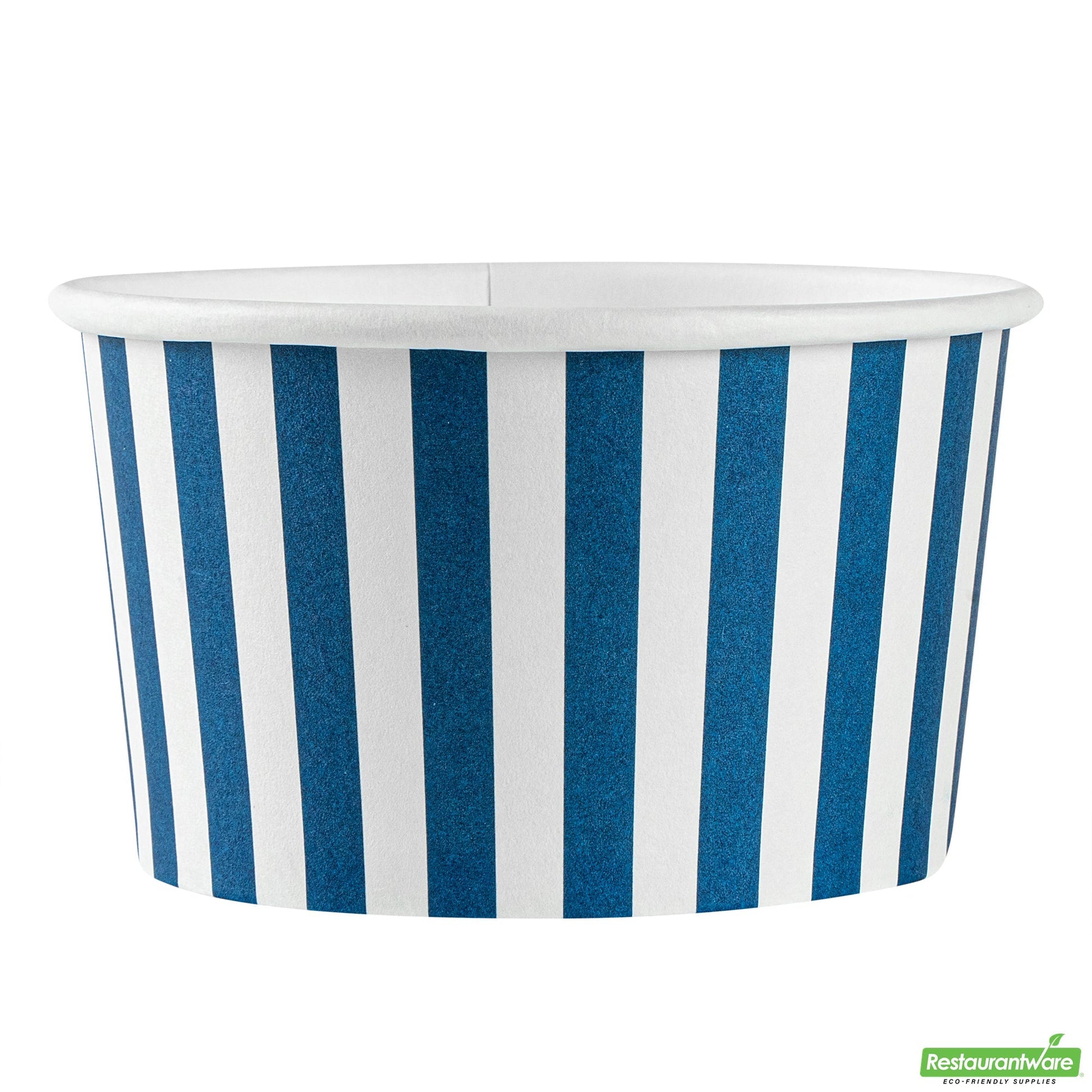 Wholesale Restaurantware 12 Oz Round Blue and White Stripe Paper To Go Cup- Bulk