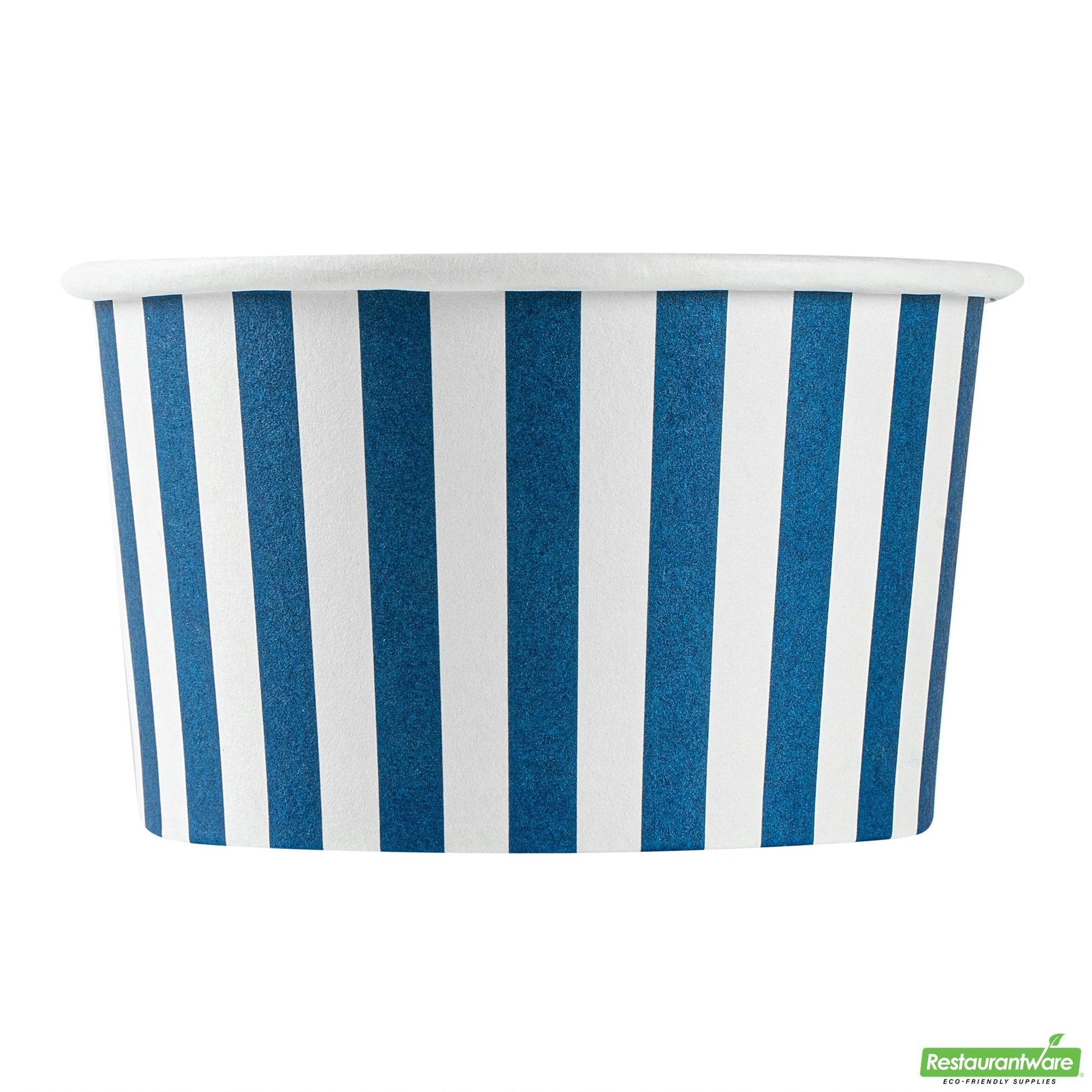 Wholesale Restaurantware 12 Oz Round Blue and White Stripe Paper To Go Cup- Bulk