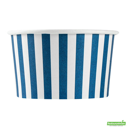 Wholesale Restaurantware 12 Oz Round Blue and White Stripe Paper To Go Cup- Bulk