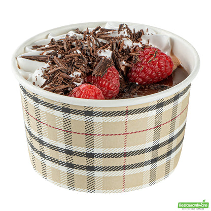 Wholesale Restaurantware 12 Oz Round Plaid Paper To Go Cup- Bulk