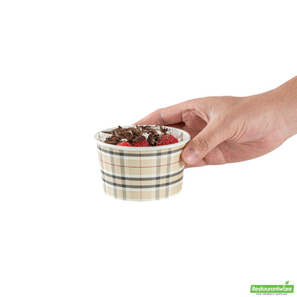Wholesale Restaurantware 12 Oz Round Plaid Paper To Go Cup- Bulk