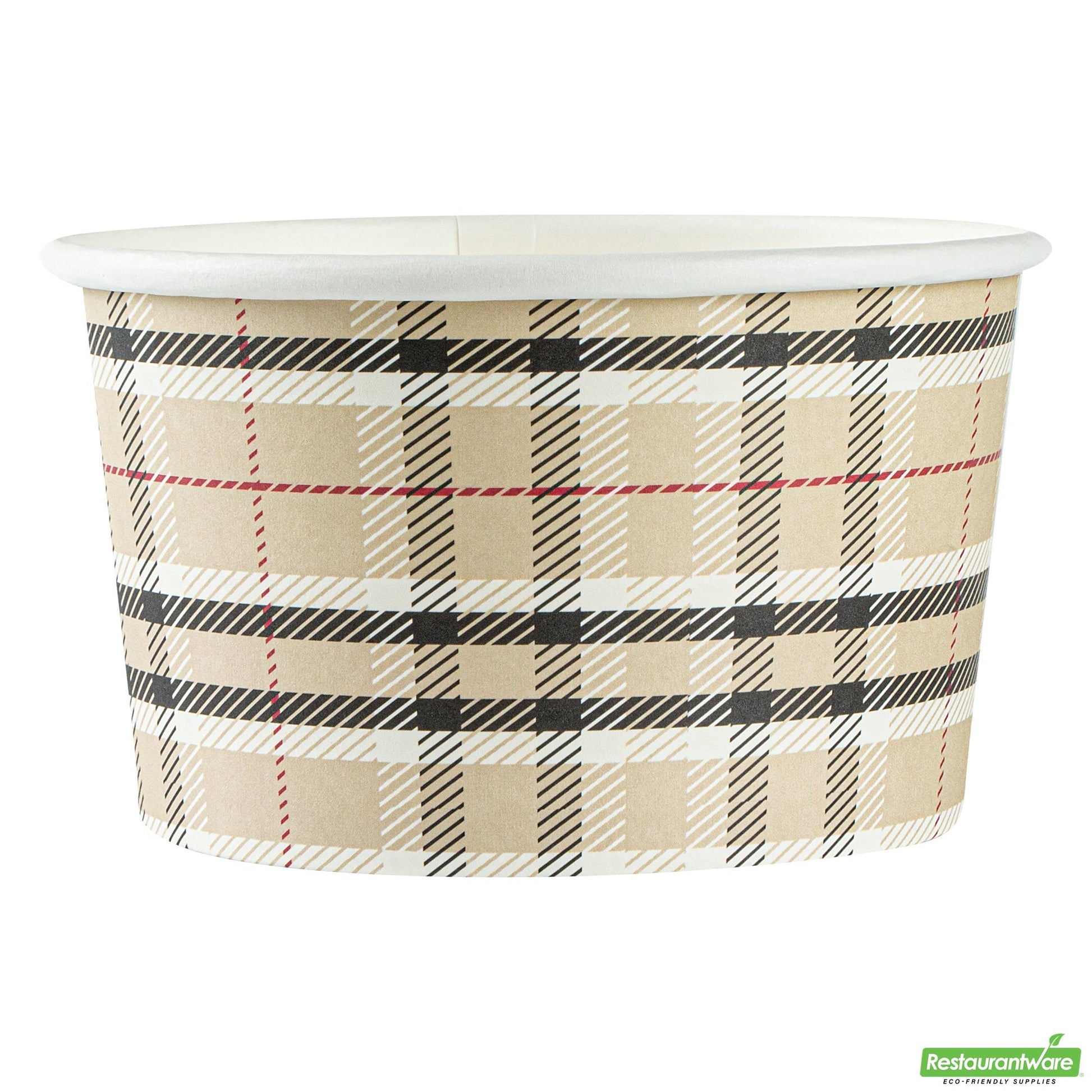 Wholesale Restaurantware 12 Oz Round Plaid Paper To Go Cup- Bulk