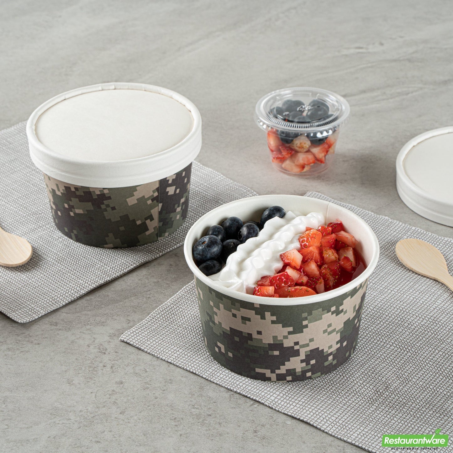 Wholesale Restaurantware 12 Oz Round Camouflage Paper To Go Cup- Bulk