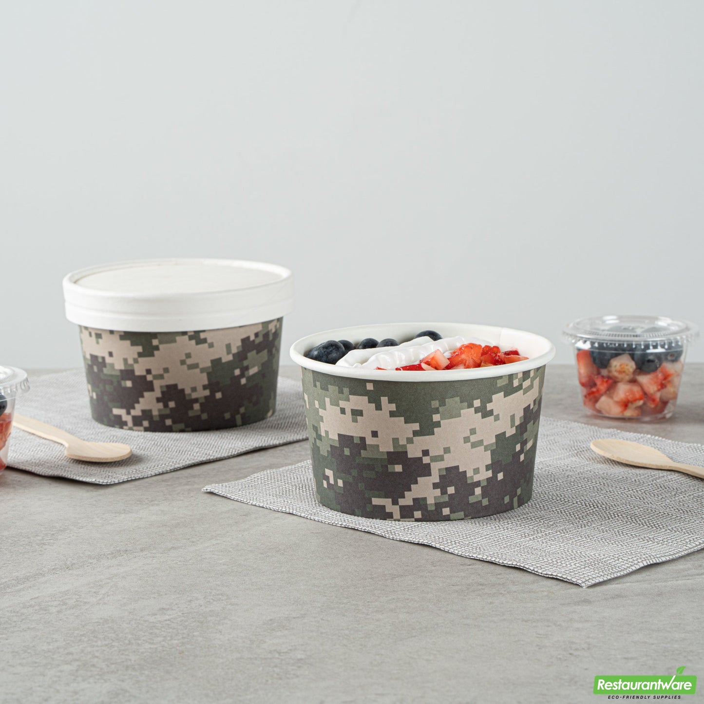 Wholesale Restaurantware 12 Oz Round Camouflage Paper To Go Cup- Bulk