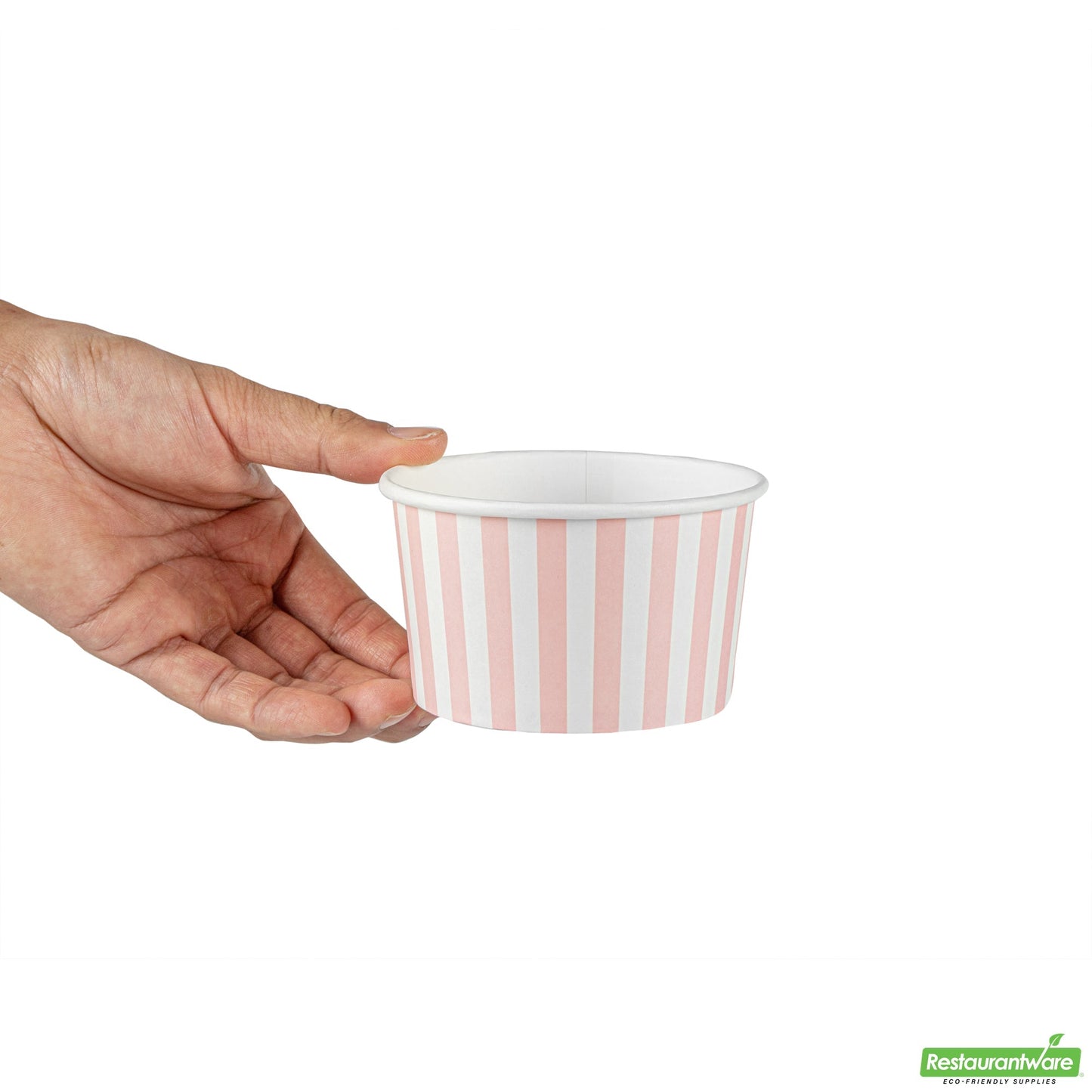 Wholesale Restaurantware 12 Oz Round Pink and White Stripe Paper To Go Cup- Bulk