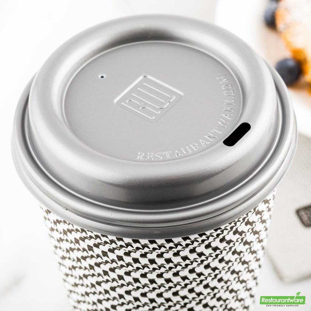 Wholesale Restaurantware Restpresso Pewter Gray Plastic Coffee Cup Lid - Fits 8, 12, 16 and 20 oz- Bulk