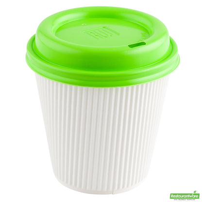 Wholesale Restaurantware Restpresso Lime Green Plastic Coffee Cup Lid - Fits 8, 12, 16 and 20 Oz- Bulk